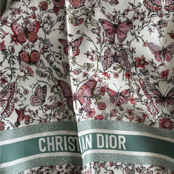 DIOR Silk Scarf in green and pink NWT - Picture 4 of 6